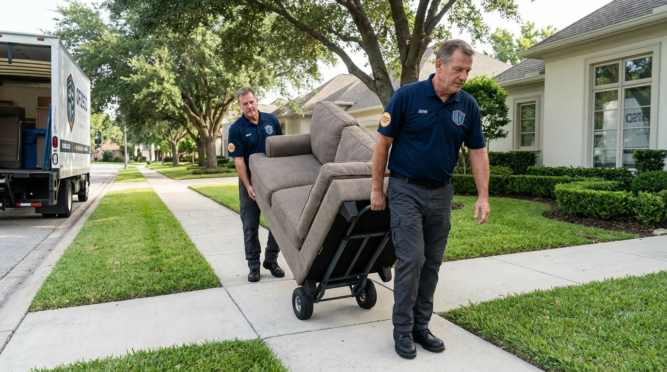 Local residential moving crew loading furniture in Milton, MA